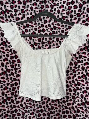 White Eyelet Off-Shoulder Top